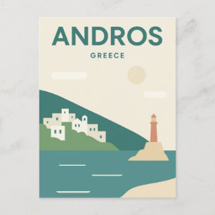 Andros Griechenland Minimalistisch Postkarte