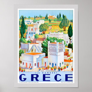 Andros Griechenland Vintage Reiseposter Restaurier Poster
