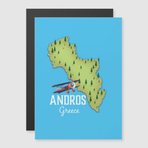 Andros Griechisch Map Illustriertes Reiseplakat Magnetkarte