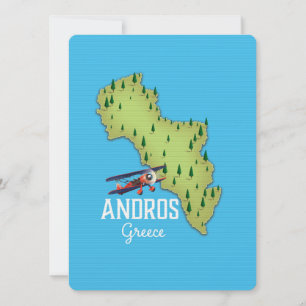 Andros Griechische Karte Illustriertes Reiseplakat