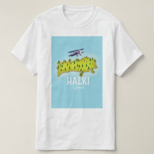 Andros Griechische Karte Illustriertes Reiseplakat T-Shirt