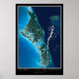 Andros Island Bahamas von Space Satellite Art Poster