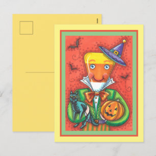ANDY DER CANDY CORN MANN, SCHWARZE KATZE & JACK Bu Feiertagspostkarte
