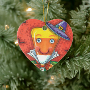 ANDY DER CANDY CORN MANN, SCHWARZE KATZE & JACK Bu Keramik Ornament