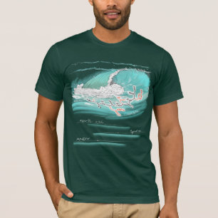 Andy geschrieben durch Aminosäuren, dunkelfarbiges T-Shirt