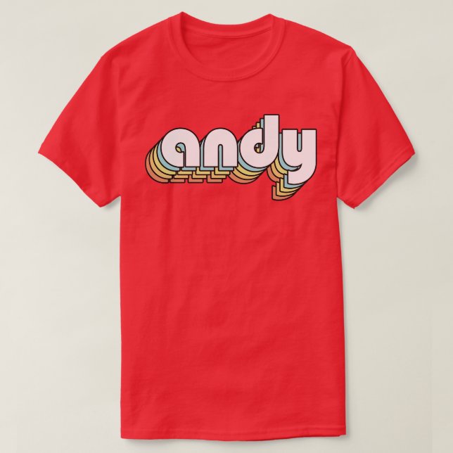 Andy Retro Rainbow Typografie Faded Style T-Shirt (Design vorne)