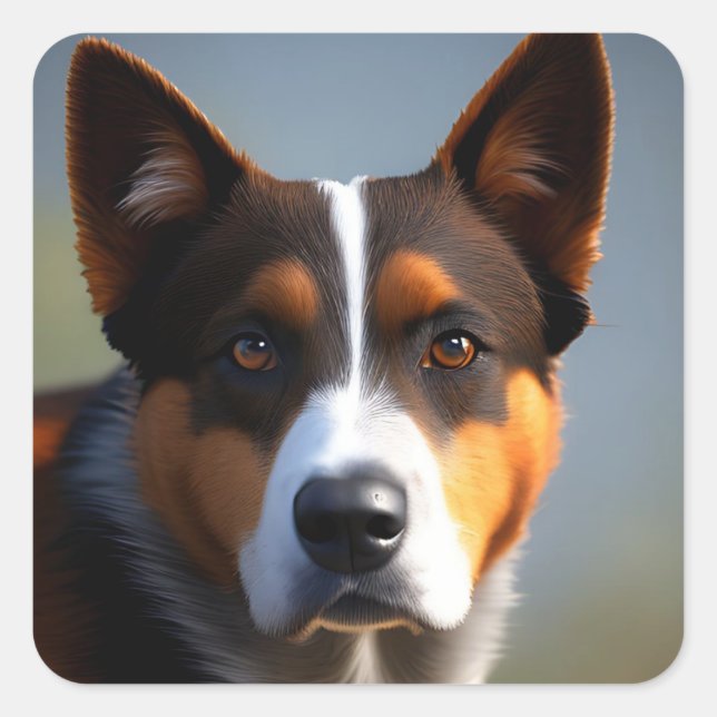 Andy The Australian Blue Heeler, Quadratischer Aufkleber (Vorderseite)