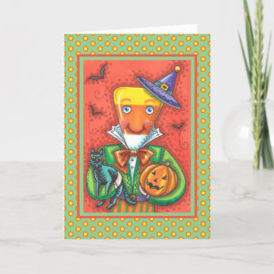 ANDY THE CANDY CORN MAN, BLACK CAT & JACK Colorful Feiertagskarte