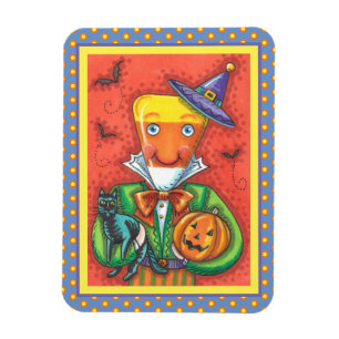 ANDY THE CANDY CORN MAN, BLACK CAT & JACK Colorful Magnet