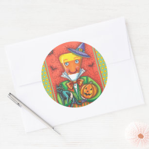 ANDY THE CANDY CORN MAN, BLACK CAT & JACK Colorful Runder Aufkleber