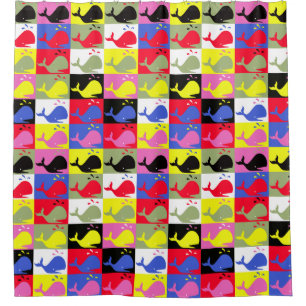 Andy Whale-Hole™_Lots o' whales_pop art Parodie Duschvorhang