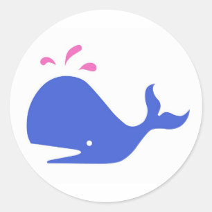 Andy Whale Singletons blau, rosa auf weiß Runder Aufkleber