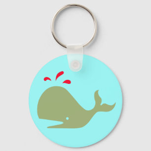 Andy Whale Singletons_grün,rot auf blaugrün Schlüsselanhänger