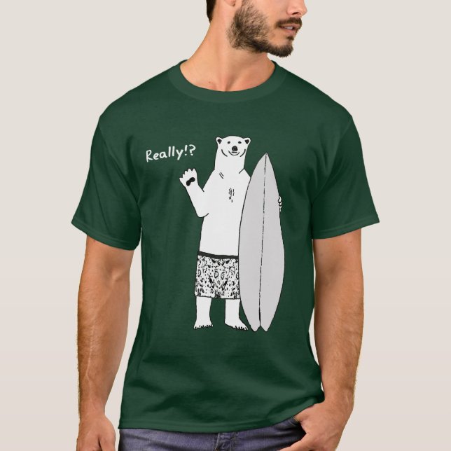 Andys globales Surfen Klimaänderung T - Shirt (Vorderseite)
