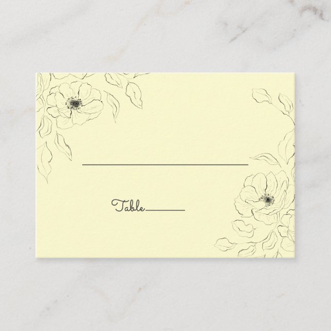 Anemon auf Creme-Hintergrund Flat-Platzkarte* Platzkarte (Vorderseite)
