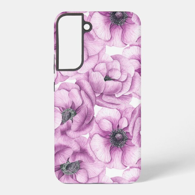 Anemon-Blume-Aquarellmuster Samsung Galaxy Hülle (Rückseite)