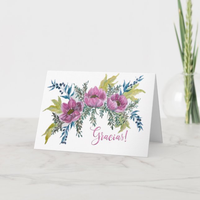 Anemonas Rosas Bonitas Gracias Agradecimiento Karte (Vorderseite)