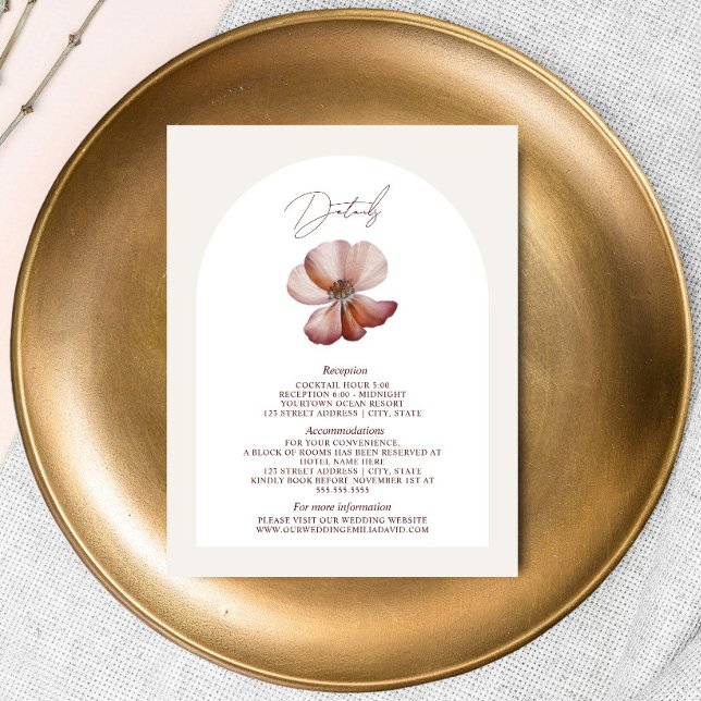 Anemone Arch Burgundy Wedding Details Begleitkarte (Von Creator hochgeladen)