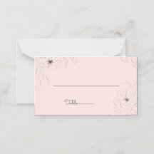 Anemone auf Blasser Rose Gefaltete Platzkarte