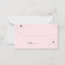 Anemone auf Blasser Rose Gefaltete Platzkarte