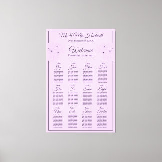 Anemone auf Light Lilac Seating Chart~ 12 Sitze Leinwanddruck