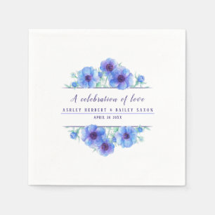 Anemone Blue Blume Aquarellkunst feiern Serviette