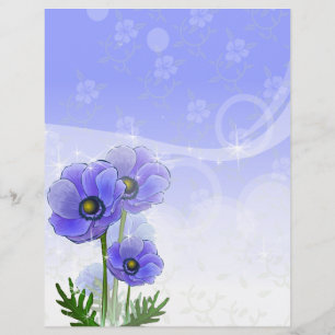 Anemone Blue Linen Stationery