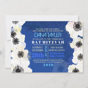 Anemone Blume Bat Mitzvah Einladung