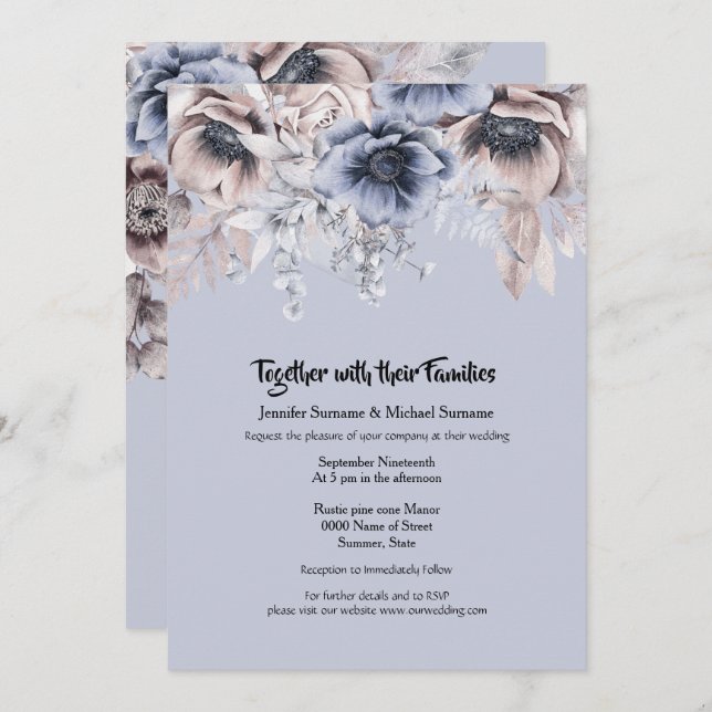 Anemone-Blume Einladung (Vorne/Hinten)