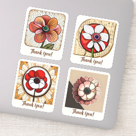 Anemone Blume Groovy Retro Personalisiert Aufkleber
