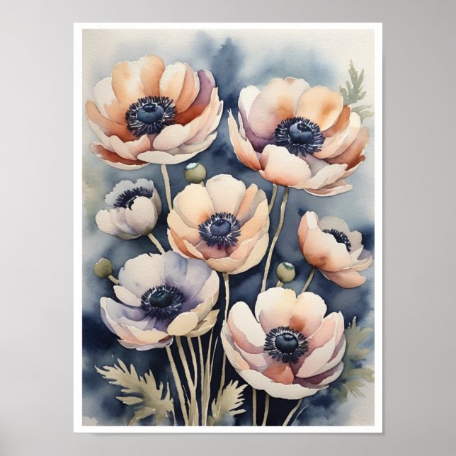 Anemone Blume Handmade Water Color Poster (Vorne)
