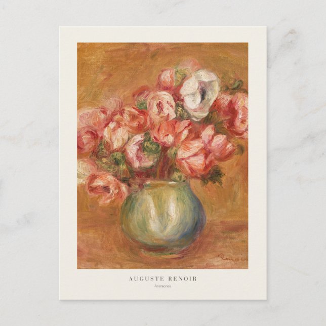 Anemone-Blume im Vase Auguste Renoir Postkarte (Vorderseite)