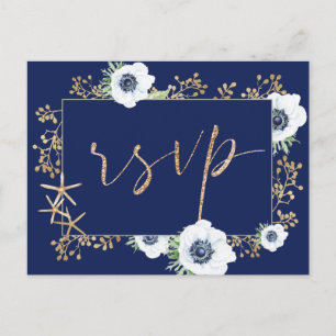 Anemone Blume Navy Blue Wedding Meal Choice UAWG Postkarte