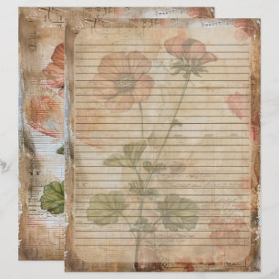 Anemone Blume Old Manuscript Briefbogen