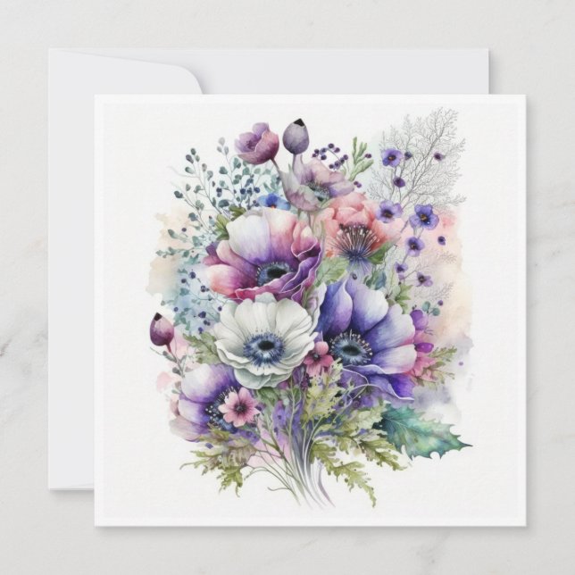 Anemone Bouquet Greetings Card (Vorderseite)