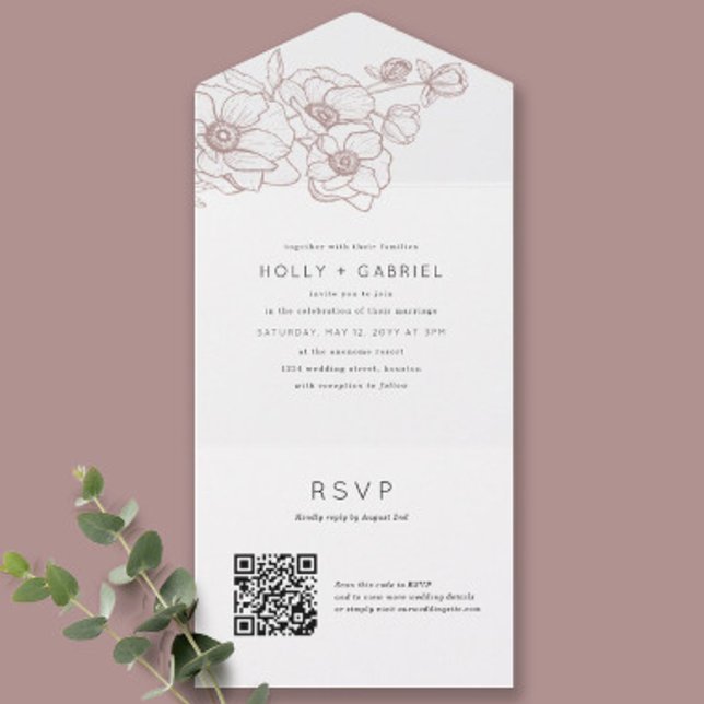 Anemone Bouquet Hochzeit in einer Einladung (Von Creator hochgeladen)