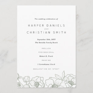 Anemone Bouquet Wedding Programm