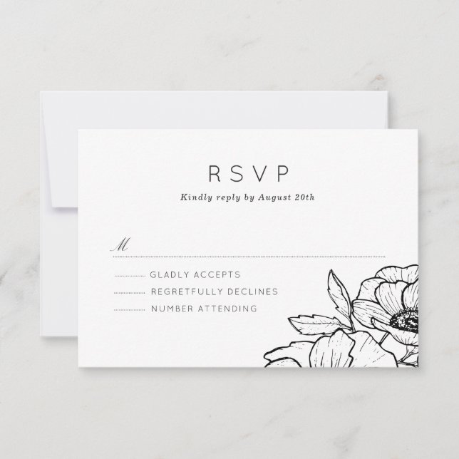 Anemone Bouquet Wedding RSVP (Vorderseite)