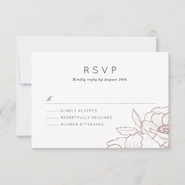 Anemone Bouquet Wedding RSVP (Vorderseite)