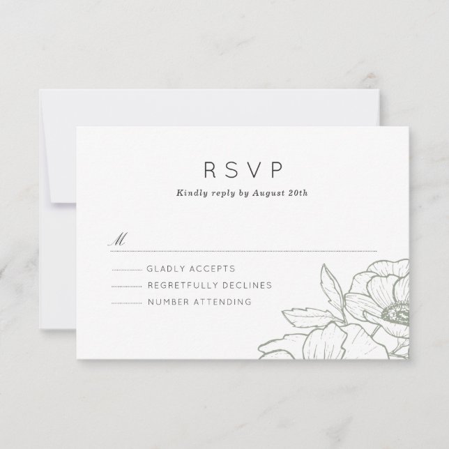 Anemone Bouquet Wedding RSVP (Vorderseite)