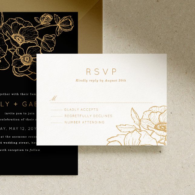 Anemone Bouquet Wedding RSVP Karte (Von Creator hochgeladen)