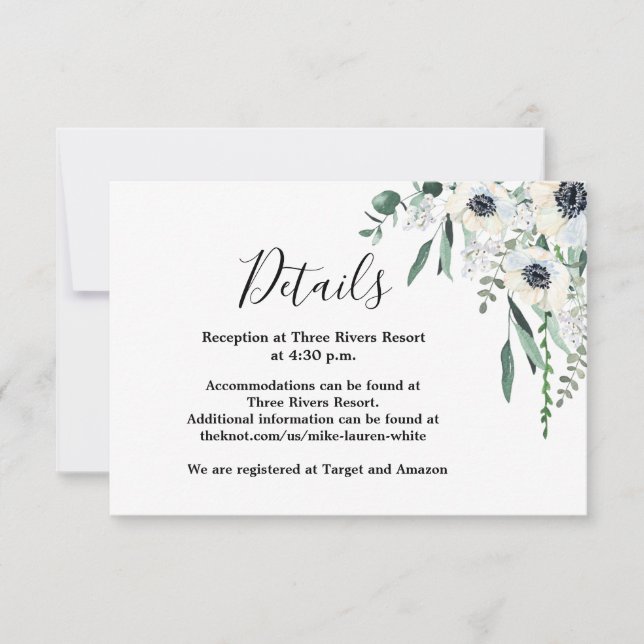 Anemone Details Hochzeitskarte RSVP Karte (Vorderseite)