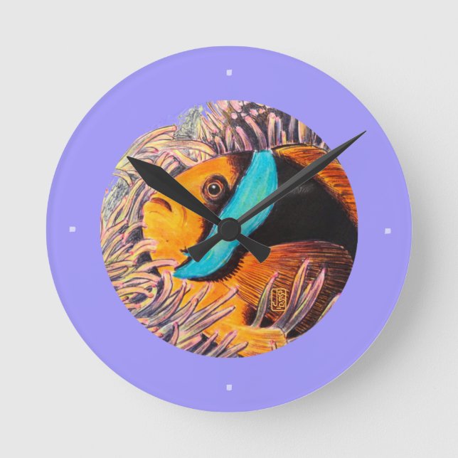 Anemone Fish Round Wall Uhr (Vorderseite)
