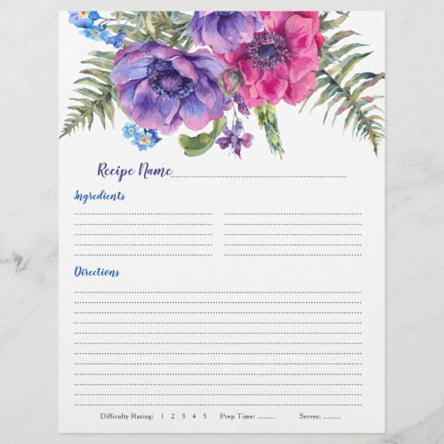 Anemone Floral Binder Rezept Beilagen Flyer (Vorne)
