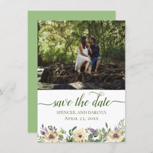 Anemone Floral Lila Creme Boho Grüne Foto Save The Date