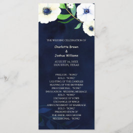 Anemone Floral Navy Blue Wedding Programm