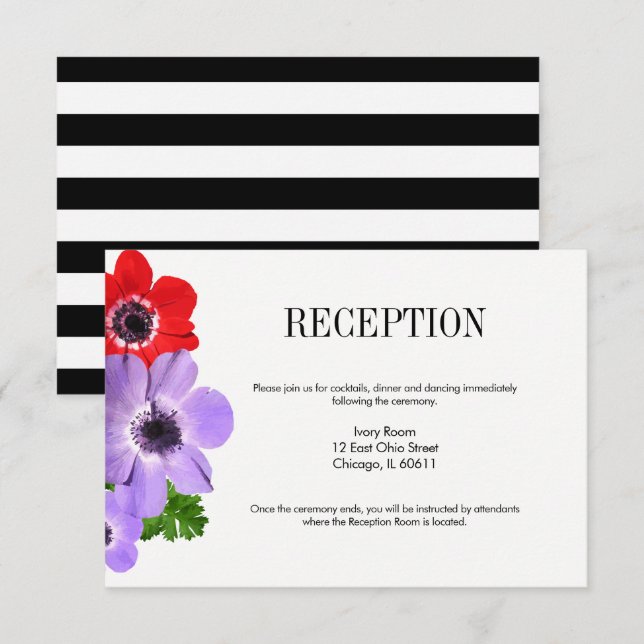 Anemone Floral Wedding Card Einladung (Vorne/Hinten)