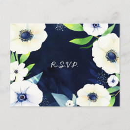 Anemone Floral Wreath Wedding RSVP Einladungspostkarte