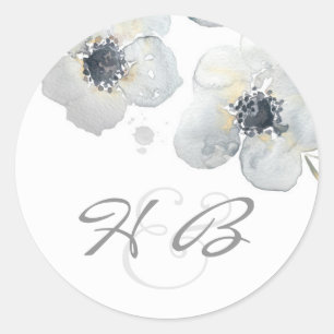 Anemone Florale Aquarell Vintage Hochzeit Runder Aufkleber