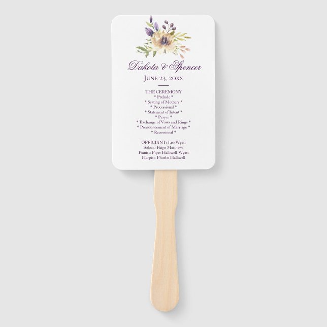 Anemone Garden Floral Boho Moderne Hochzeitsfeier Fächer (Vorderseite)